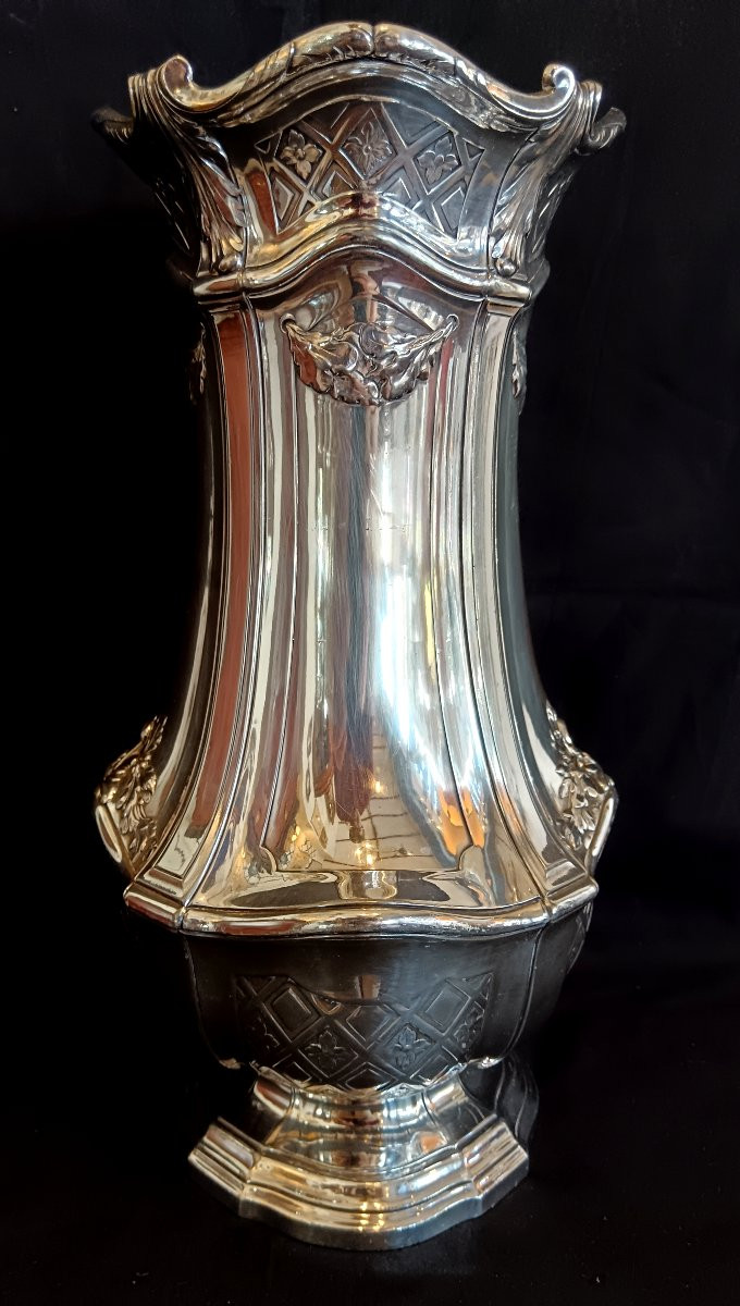 Pair Of Silver-plated Vases By Gallia For Christofle-photo-4