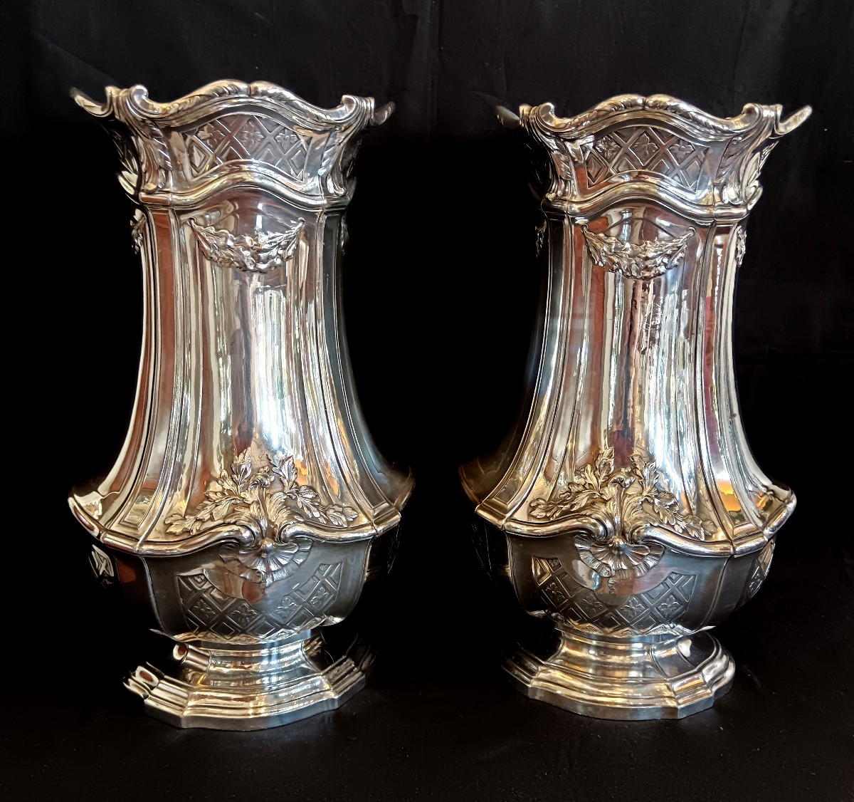 Pair Of Silver-plated Vases By Gallia For Christofle