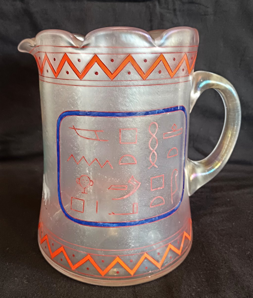 Late 19th Century Moser Karlsbad Enamelled Bohemian Glass Pitcher-photo-2