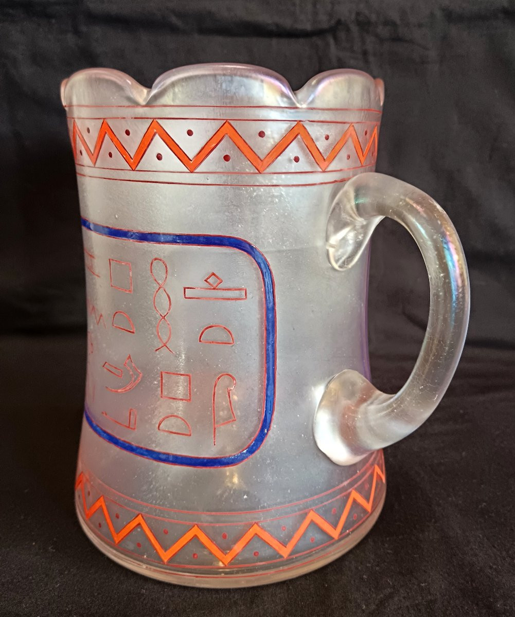 Late 19th Century Moser Karlsbad Enamelled Bohemian Glass Pitcher-photo-3