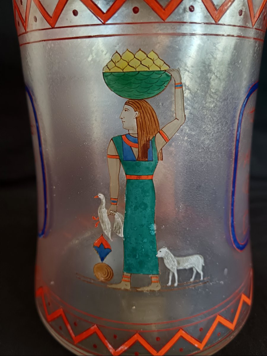 Late 19th Century Moser Karlsbad Enamelled Bohemian Glass Pitcher-photo-4