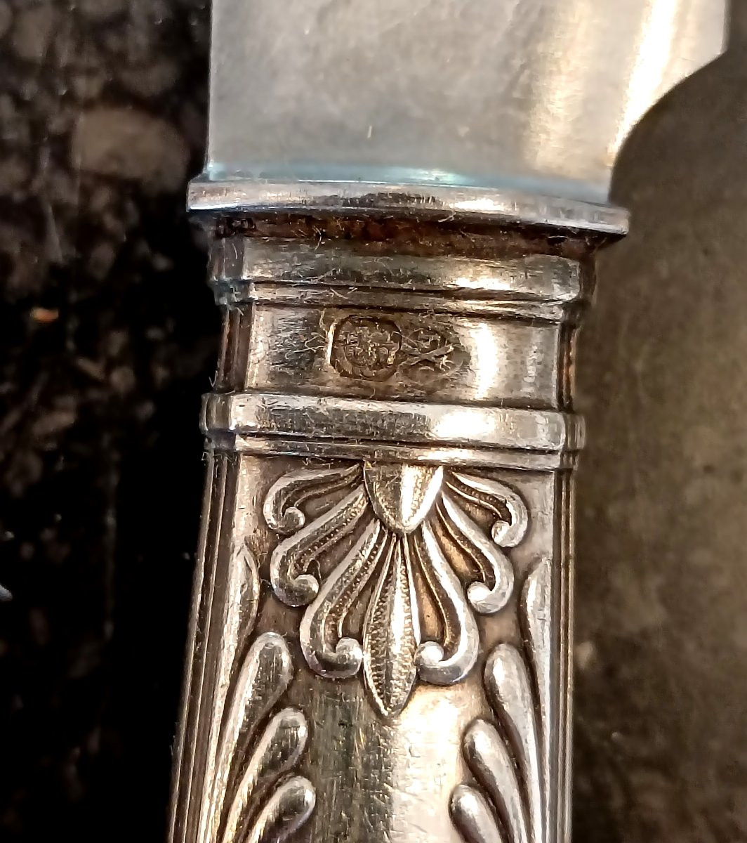 Série de 6 couteaux manches en argent style Empire-photo-2