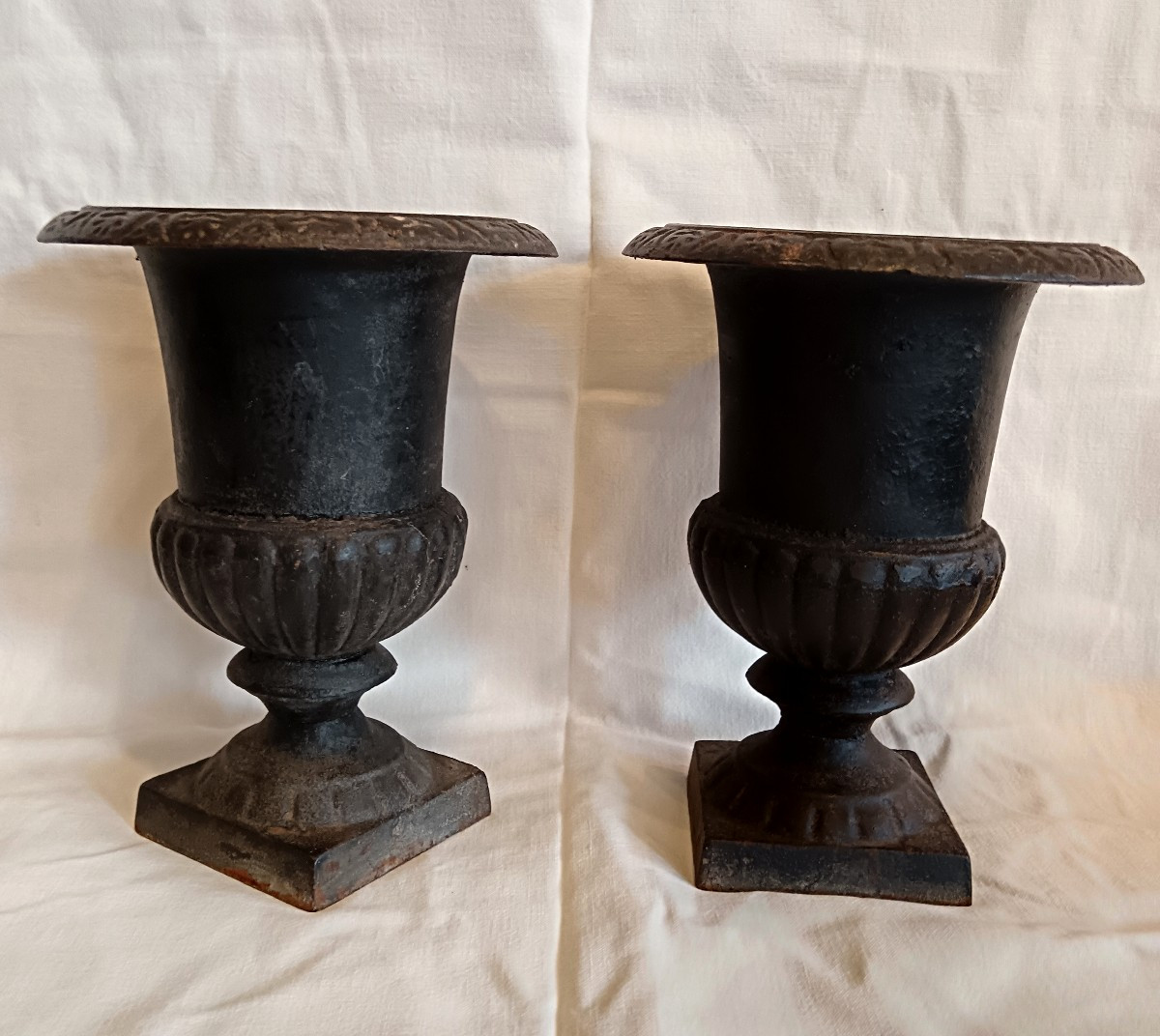 Pair Of Medicis Cast Iron Vases 20th Century