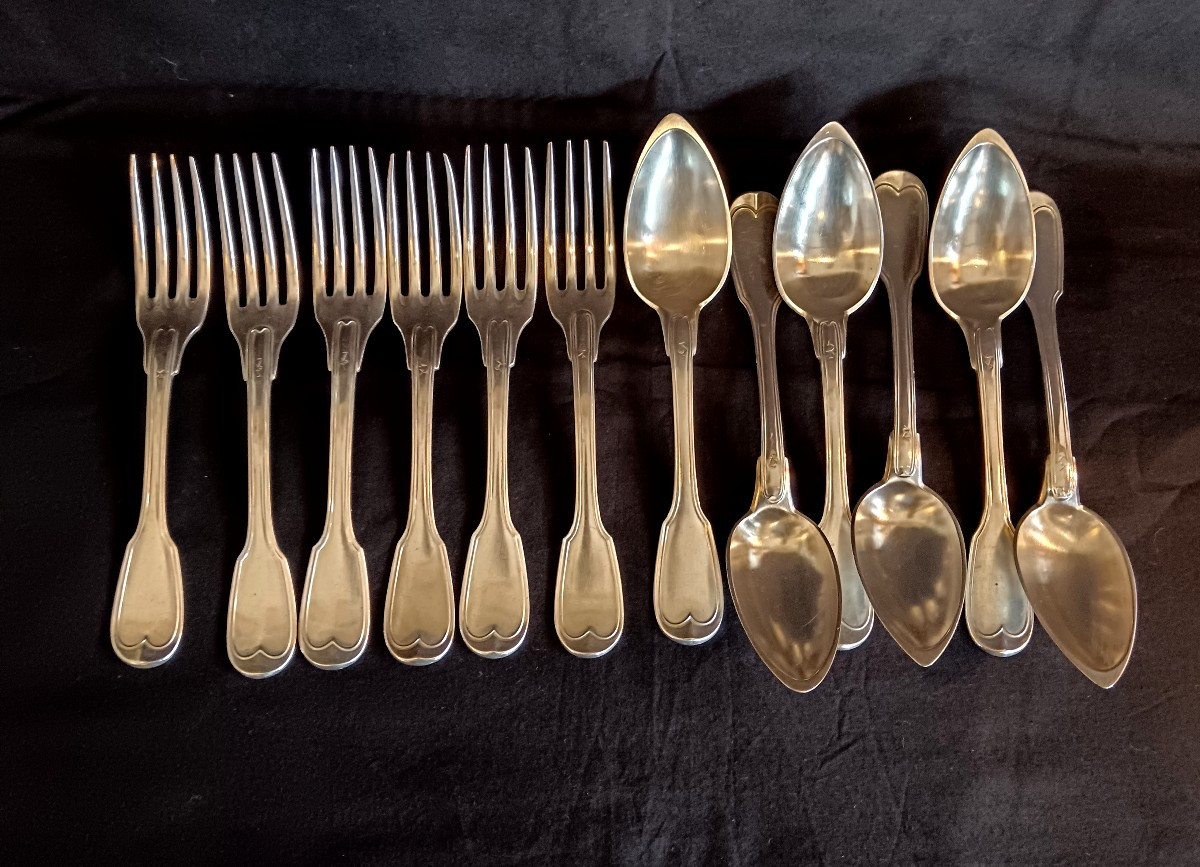 6 Solid Silver Cutlery Sets From The 19th Century