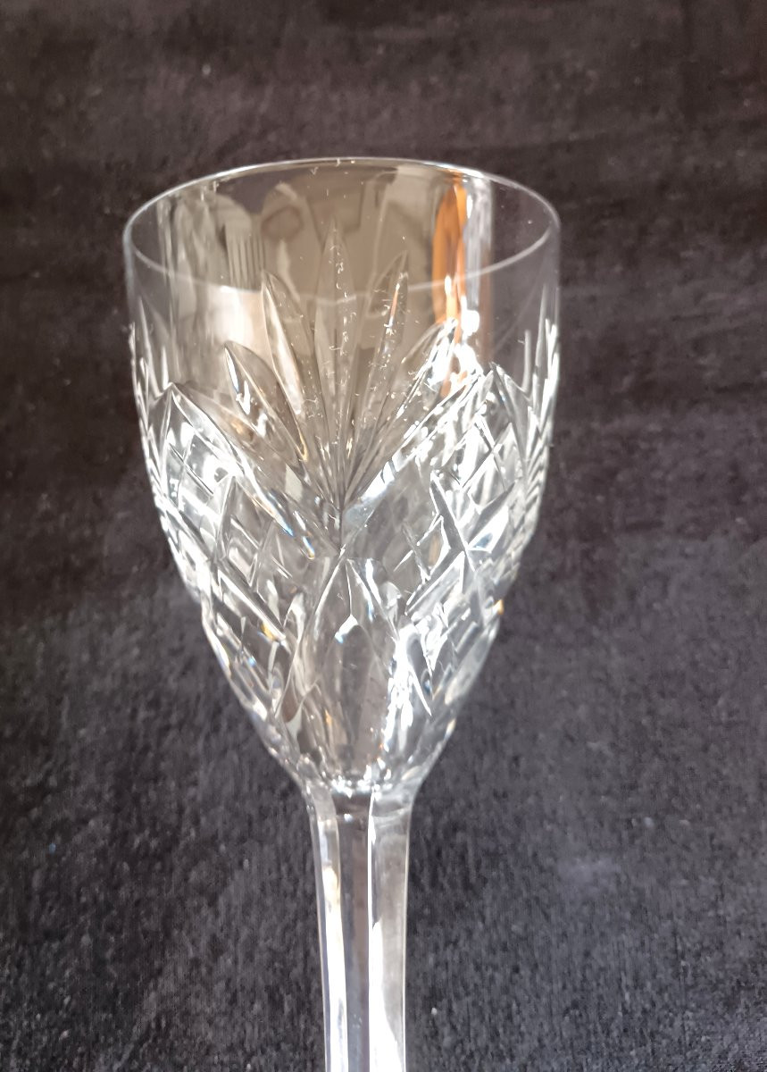 Set Of 10 Saint Louis Crystal Port Glasses, Chantilly Model -photo-2