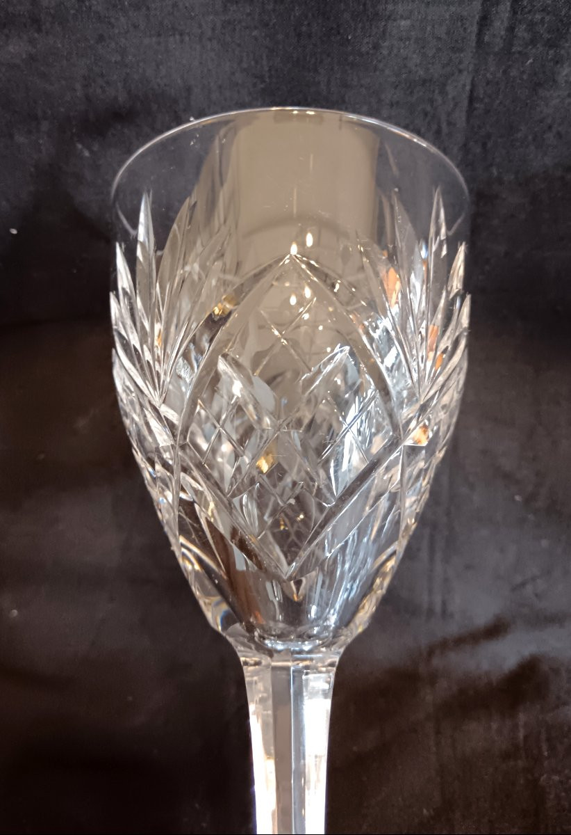 Set Of 10 Saint Louis Crystal Port Glasses, Chantilly Model -photo-4