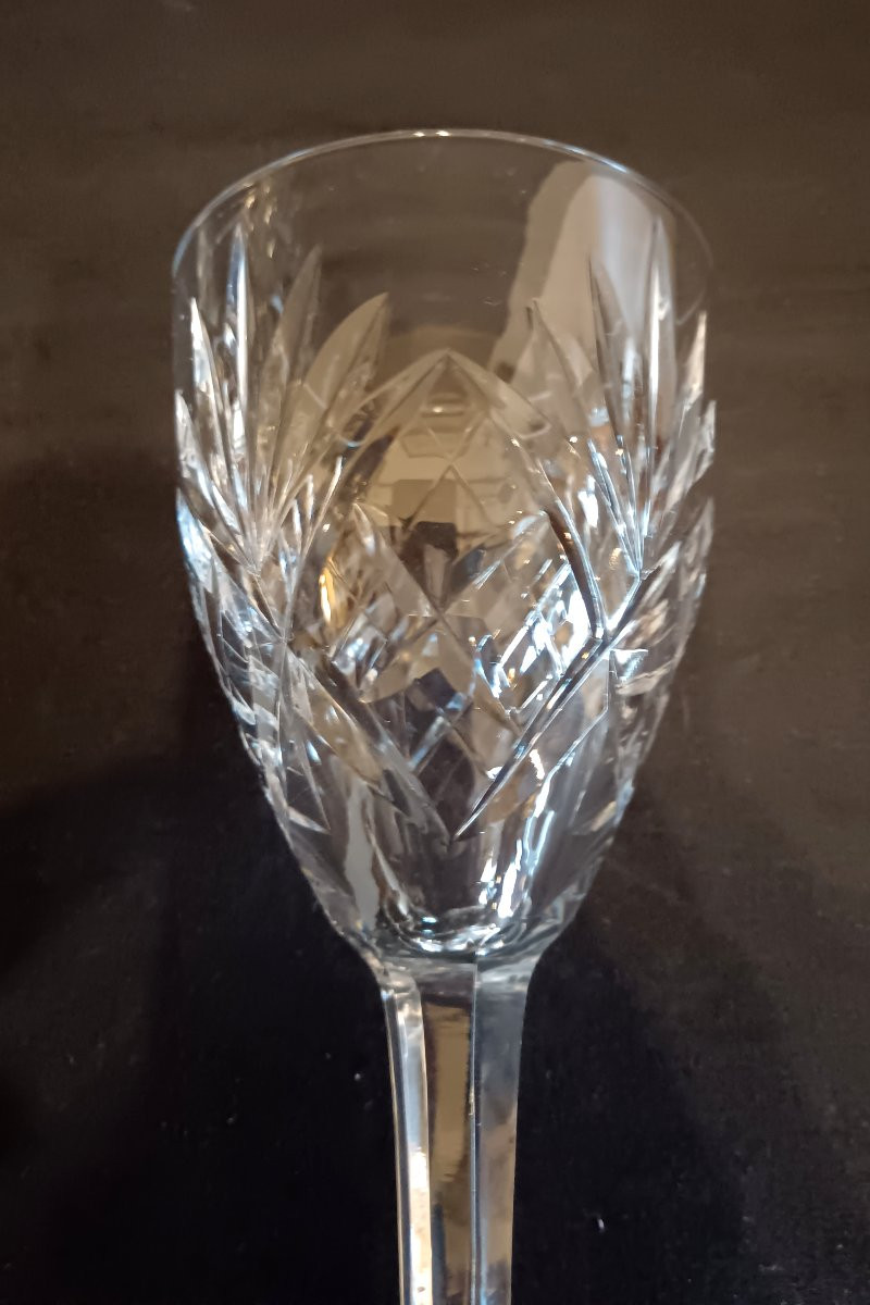 Set Of 9 Saint Louis Crystal Water Glasses, Chantilly Model-photo-2
