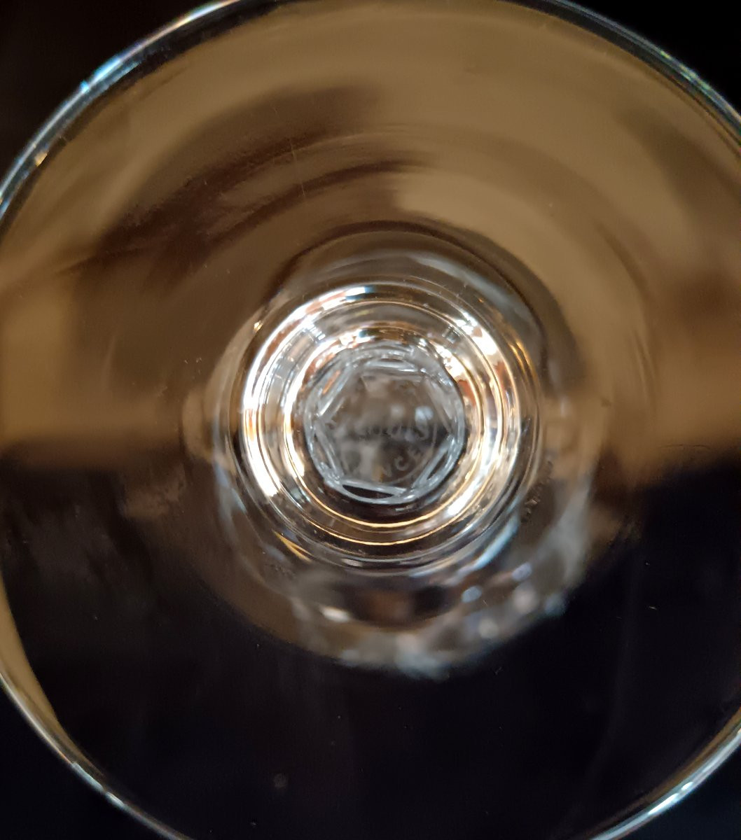 Set Of 9 Saint Louis Crystal Water Glasses, Chantilly Model-photo-2