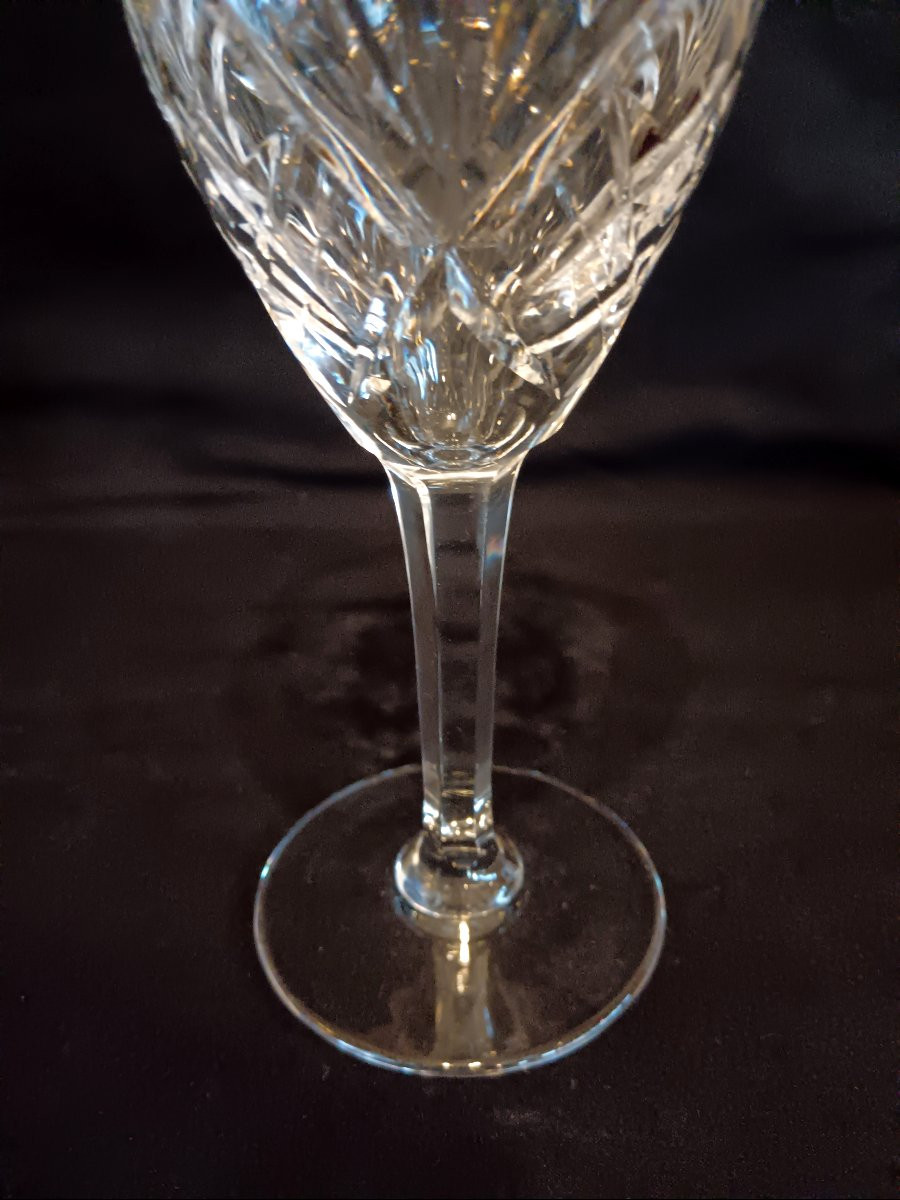 Set Of 9 Saint Louis Crystal Water Glasses, Chantilly Model-photo-3