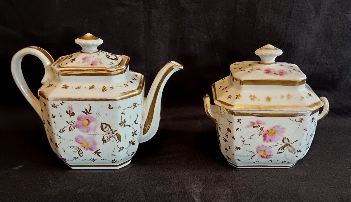 Service tête à tête en porcelaine de Paris 19e siècle-photo-2