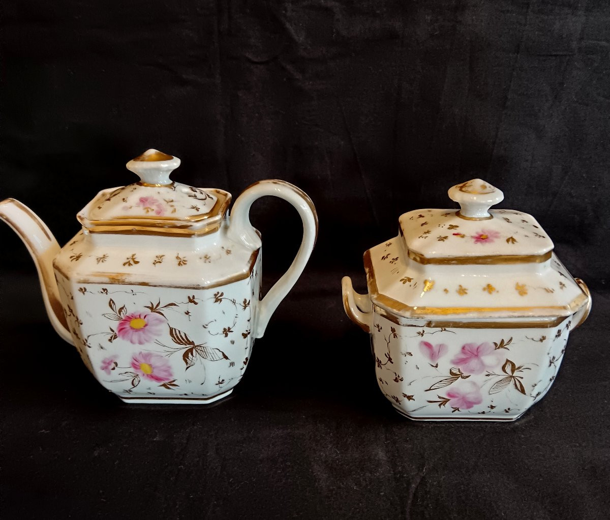 Service tête à tête en porcelaine de Paris 19e siècle-photo-4