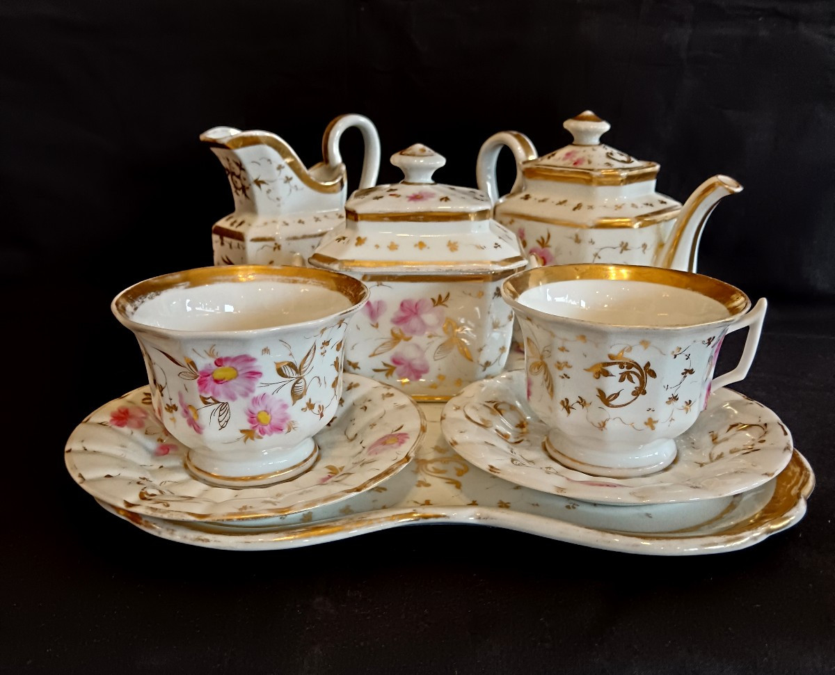 Service tête à tête en porcelaine de Paris 19e siècle