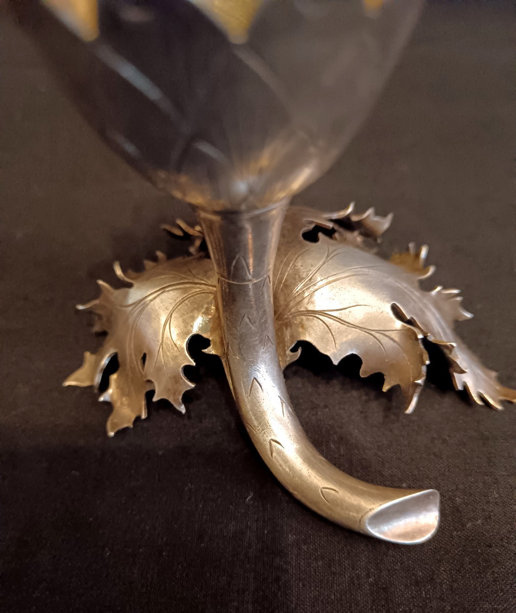 Coquetier en argent massif fin 19e Art Nouveau-photo-2