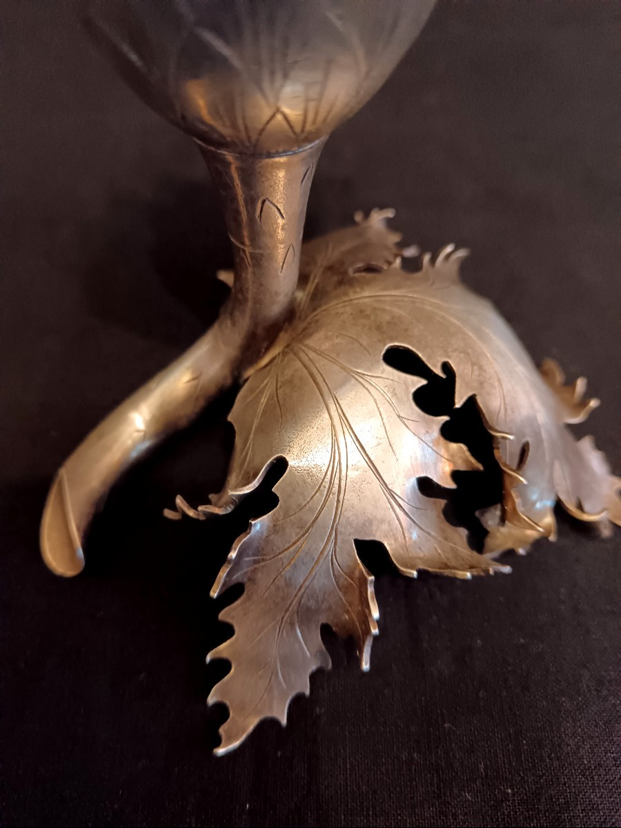 Coquetier en argent massif fin 19e Art Nouveau-photo-3