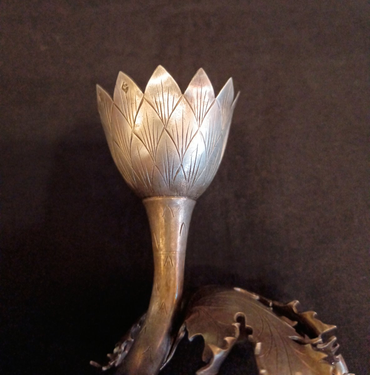 Coquetier en argent massif fin 19e Art Nouveau-photo-2