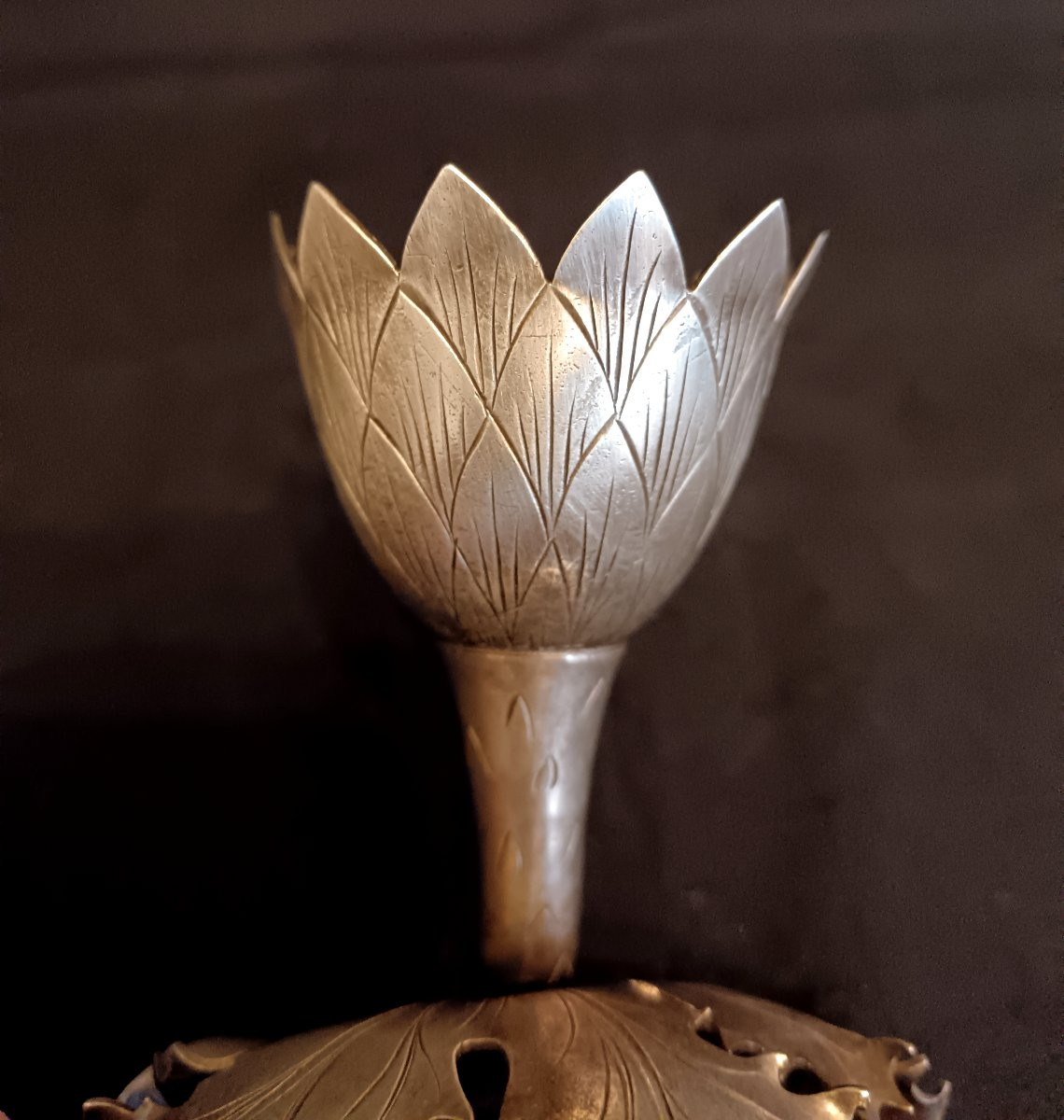 Coquetier en argent massif fin 19e Art Nouveau-photo-3