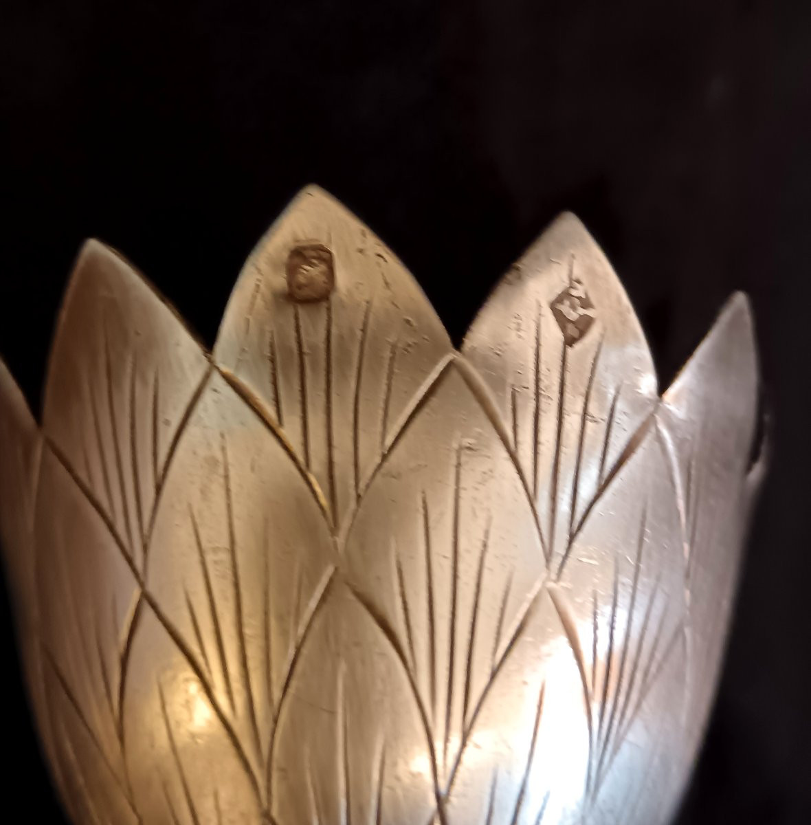 Coquetier en argent massif fin 19e Art Nouveau-photo-6