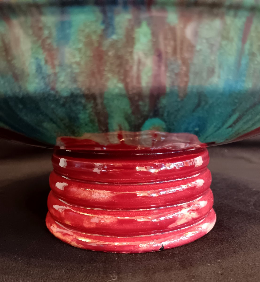 Coupe en céramique émaillée par CAB Bordeaux vers 1930-photo-3