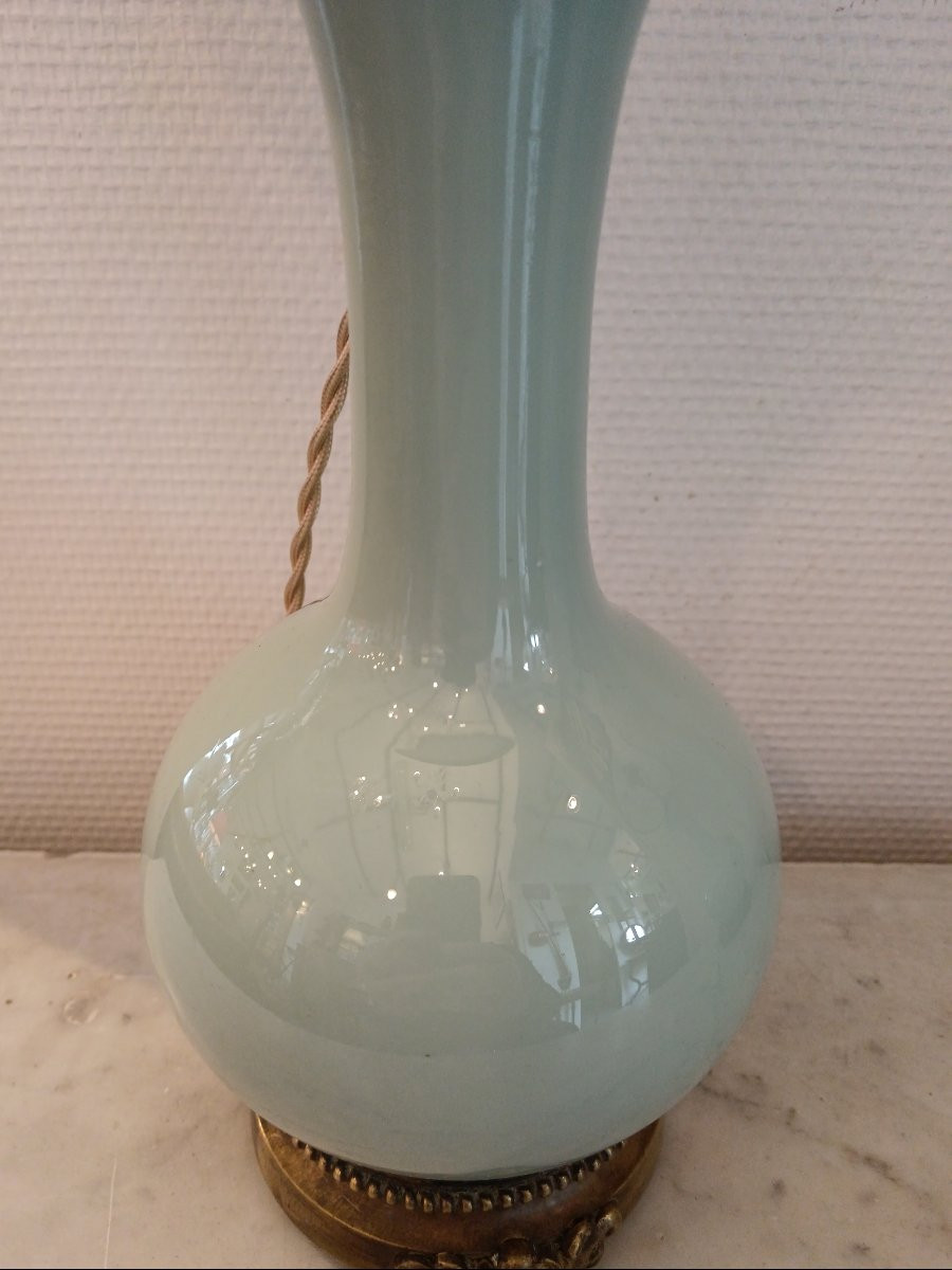 Paire de lampes à pétrole en opaline et abat jour-photo-4