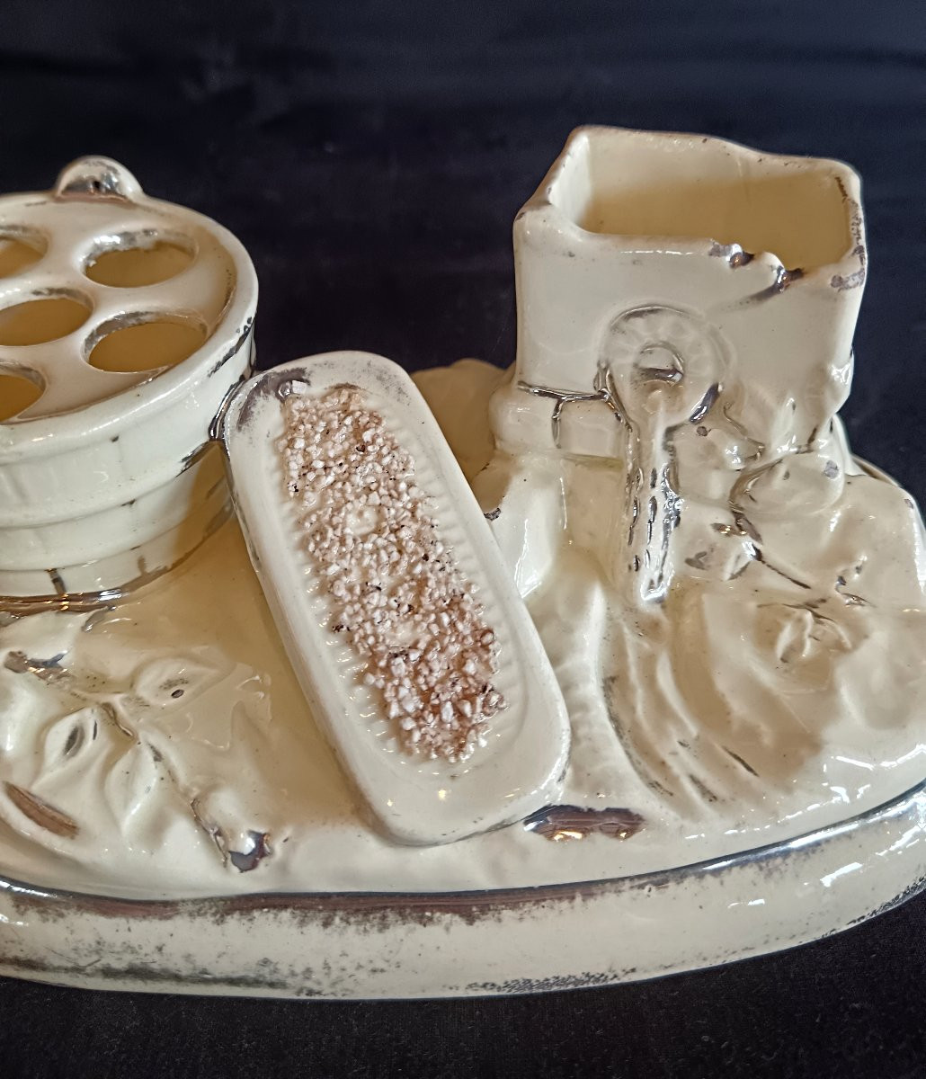 19th Century Langeais Earthenware Smoking Kit-photo-4