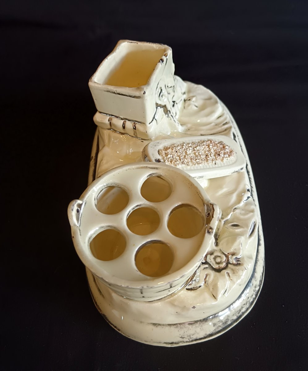 19th Century Langeais Earthenware Smoking Kit-photo-5