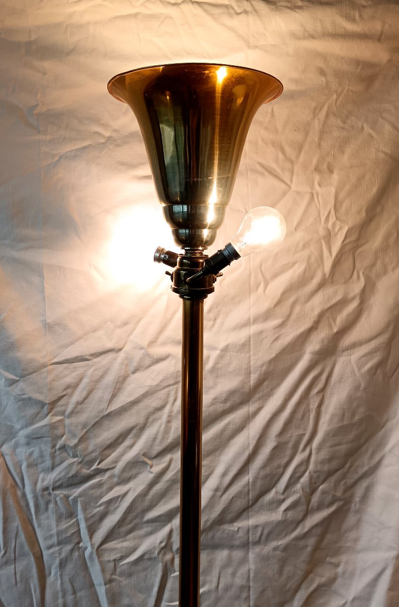 1950s Bronze And Brass Floor Lamp-photo-1