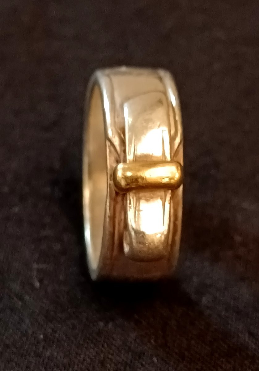 Bague en argent et or Hermes modèle ceinture-photo-3