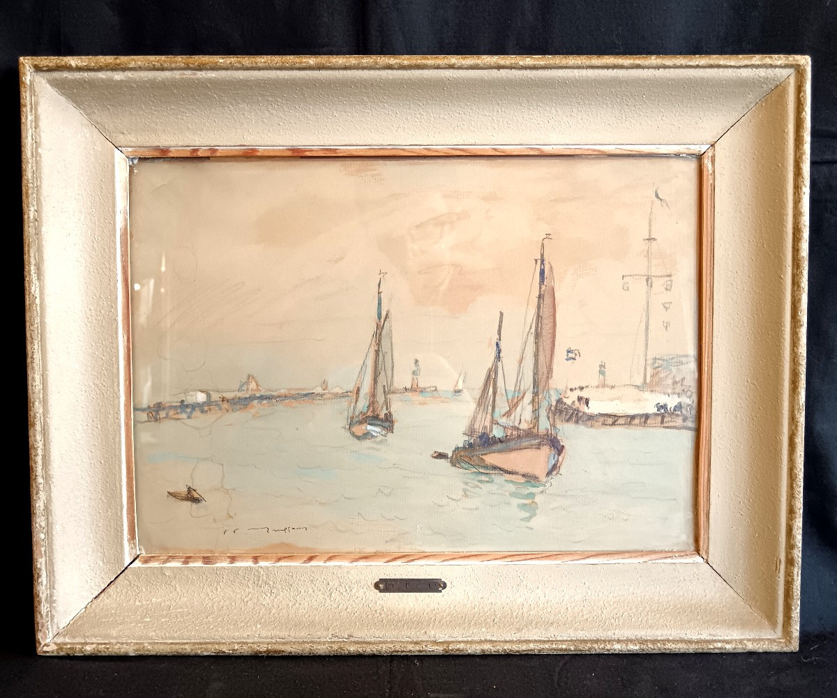 Aquarelle par Fernand TRUFFAUT Trouville 