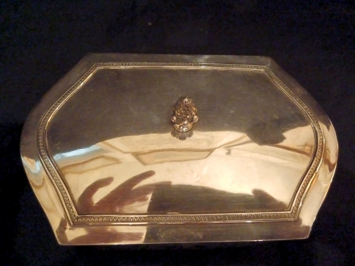 Boite en cristal et métal argenté style Louis XVI-photo-3