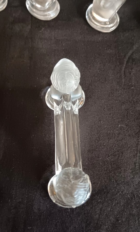 Suite de 10 porte couteaux en cristal de Baccarat modèle "Houdon"-photo-2