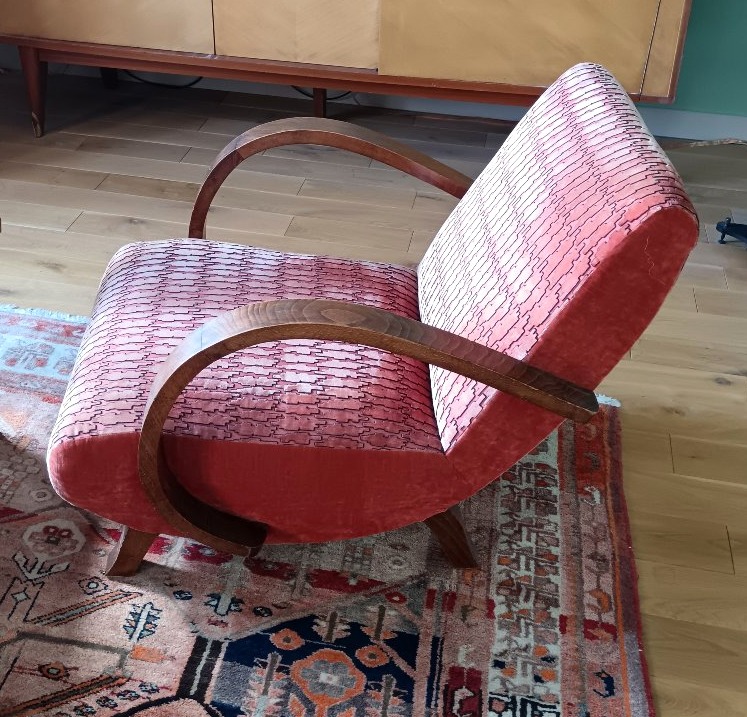 Pair Of Art Deco Armchairs In The Halabala Style-photo-4