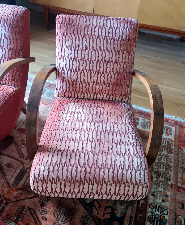 Pair Of Art Deco Armchairs In The Halabala Style-photo-2