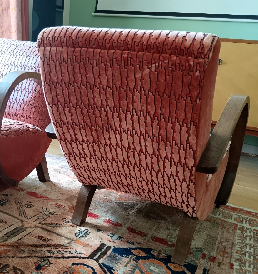 Pair Of Art Deco Armchairs In The Halabala Style-photo-5