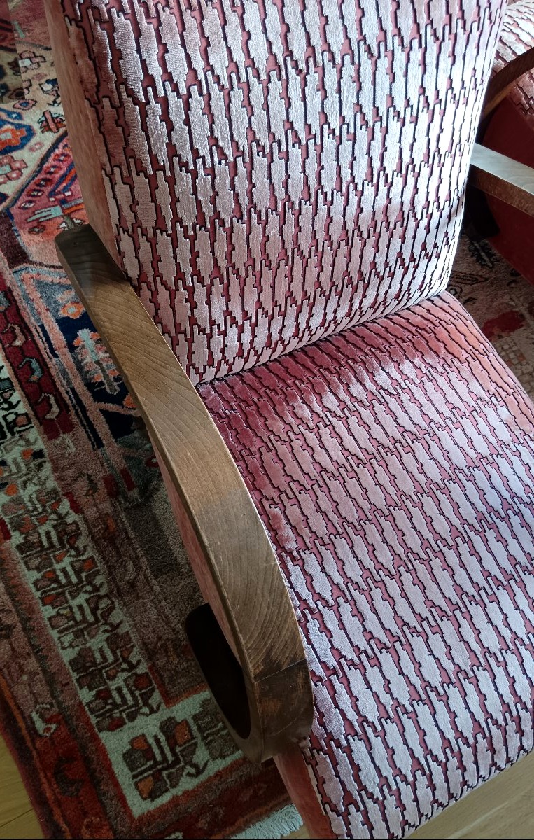 Pair Of Art Deco Armchairs In The Halabala Style-photo-7