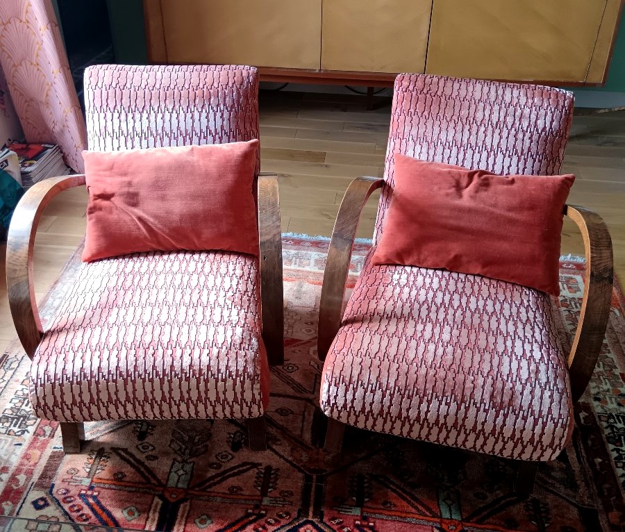 Pair Of Art Deco Armchairs In The Halabala Style