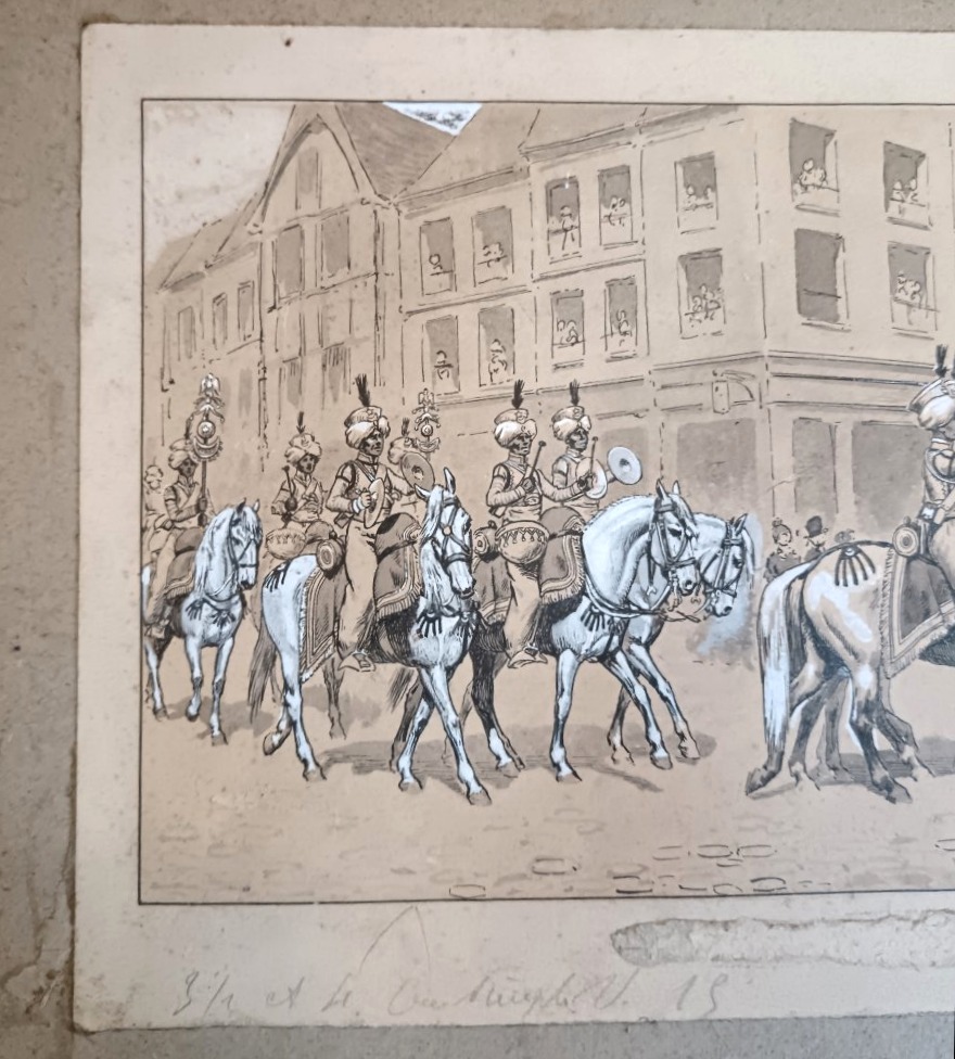 Dessin rehaussé par Lucien Rousselot "Les Mamelouks" 1925-photo-2