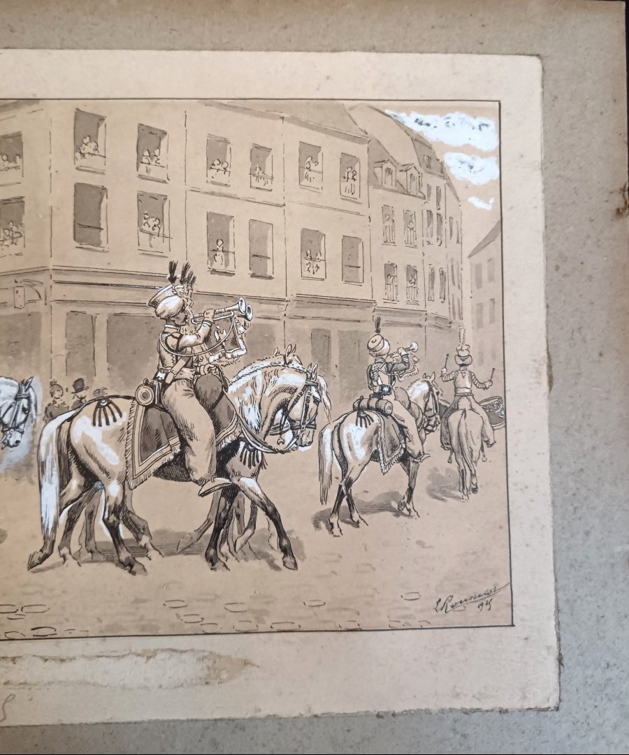 Dessin rehaussé par Lucien Rousselot "Les Mamelouks" 1925-photo-3