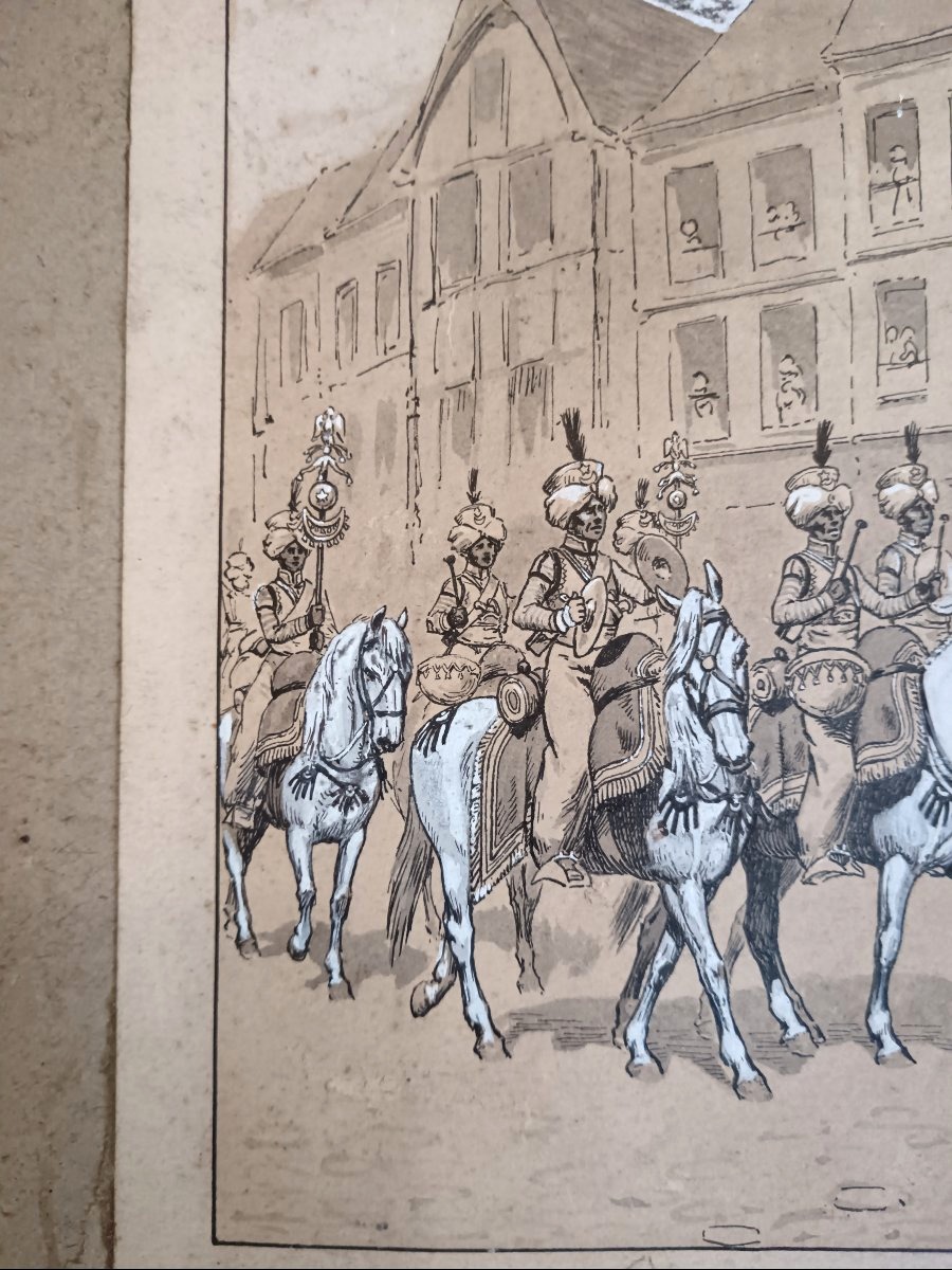 Dessin rehaussé par Lucien Rousselot "Les Mamelouks" 1925-photo-4