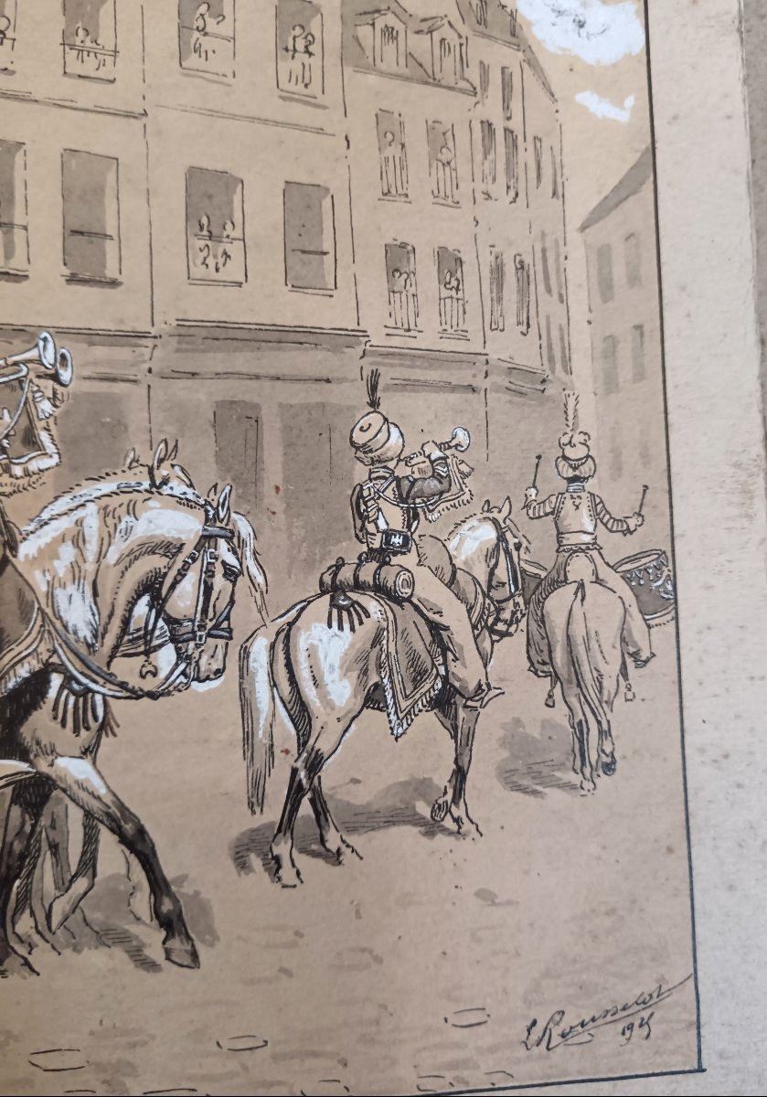 Dessin rehaussé par Lucien Rousselot "Les Mamelouks" 1925-photo-3