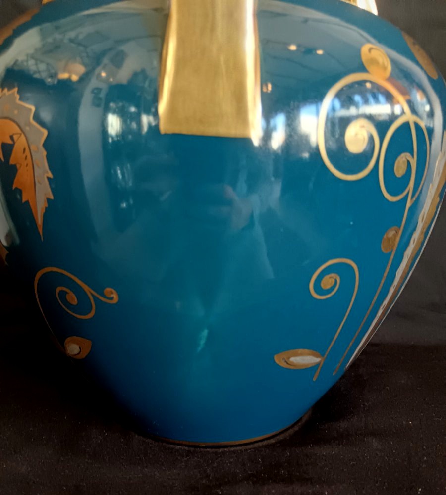 Vase Art Déco en faïence de Tours signé Pinon Maurice-photo-1