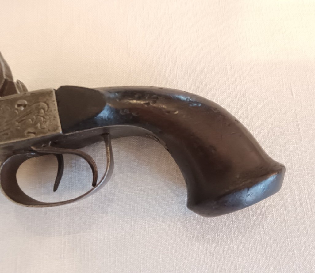 Pistolet à coffre à double canons juxtaposés 19e siècle -photo-2