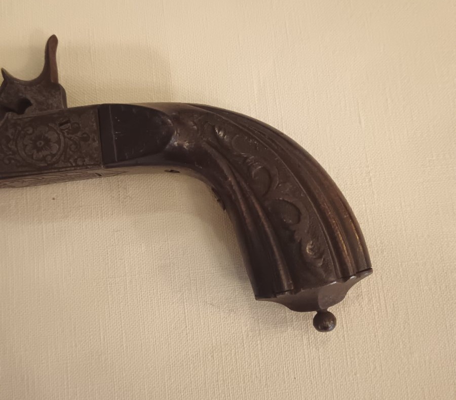 19th Century Flat-hammer Boxlock Pistol-photo-3