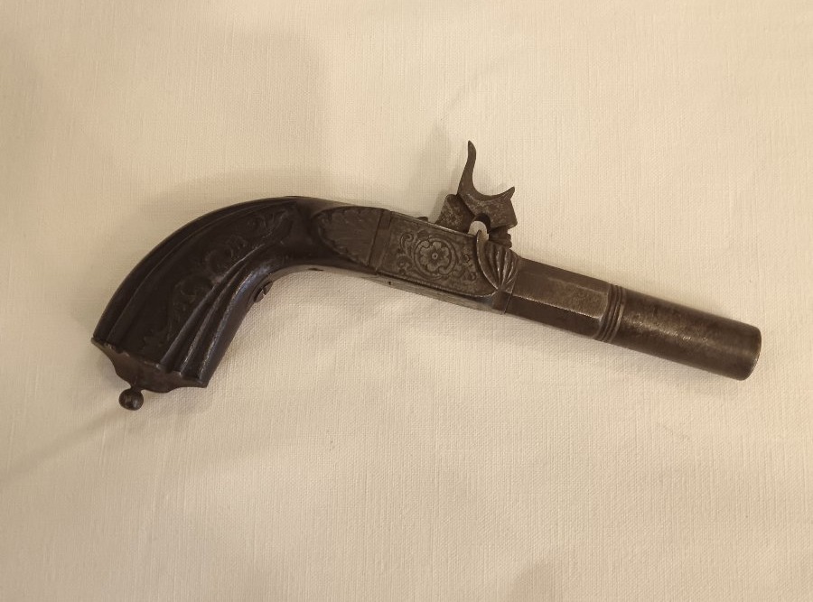 19th Century Flat-hammer Boxlock Pistol-photo-2