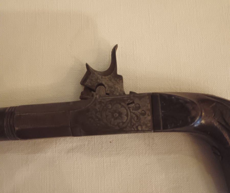19th Century Flat-hammer Boxlock Pistol-photo-5