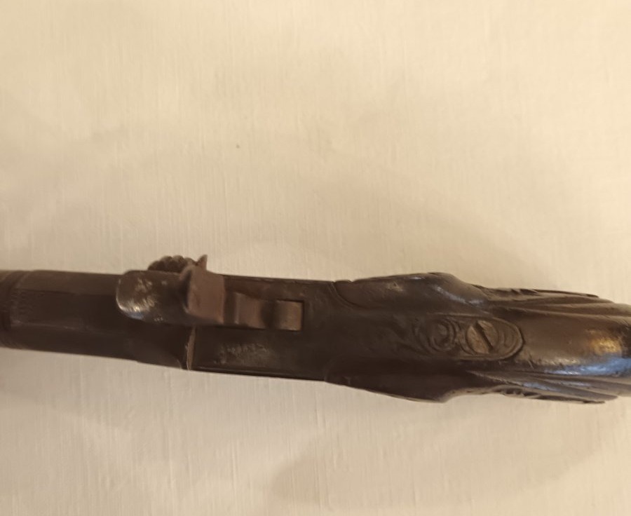 19th Century Flat-hammer Boxlock Pistol-photo-6