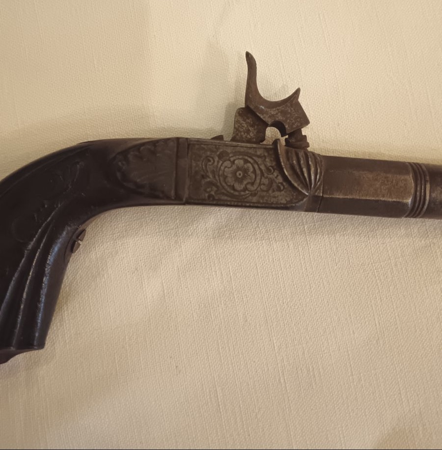 19th Century Flat-hammer Boxlock Pistol-photo-7