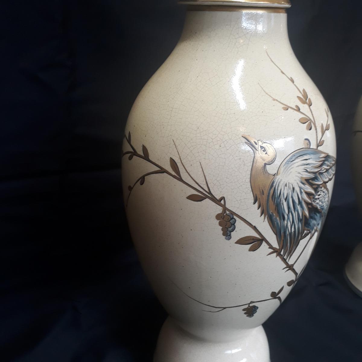 Pair Of Covered Jars In Earthenware Tours-photo-4