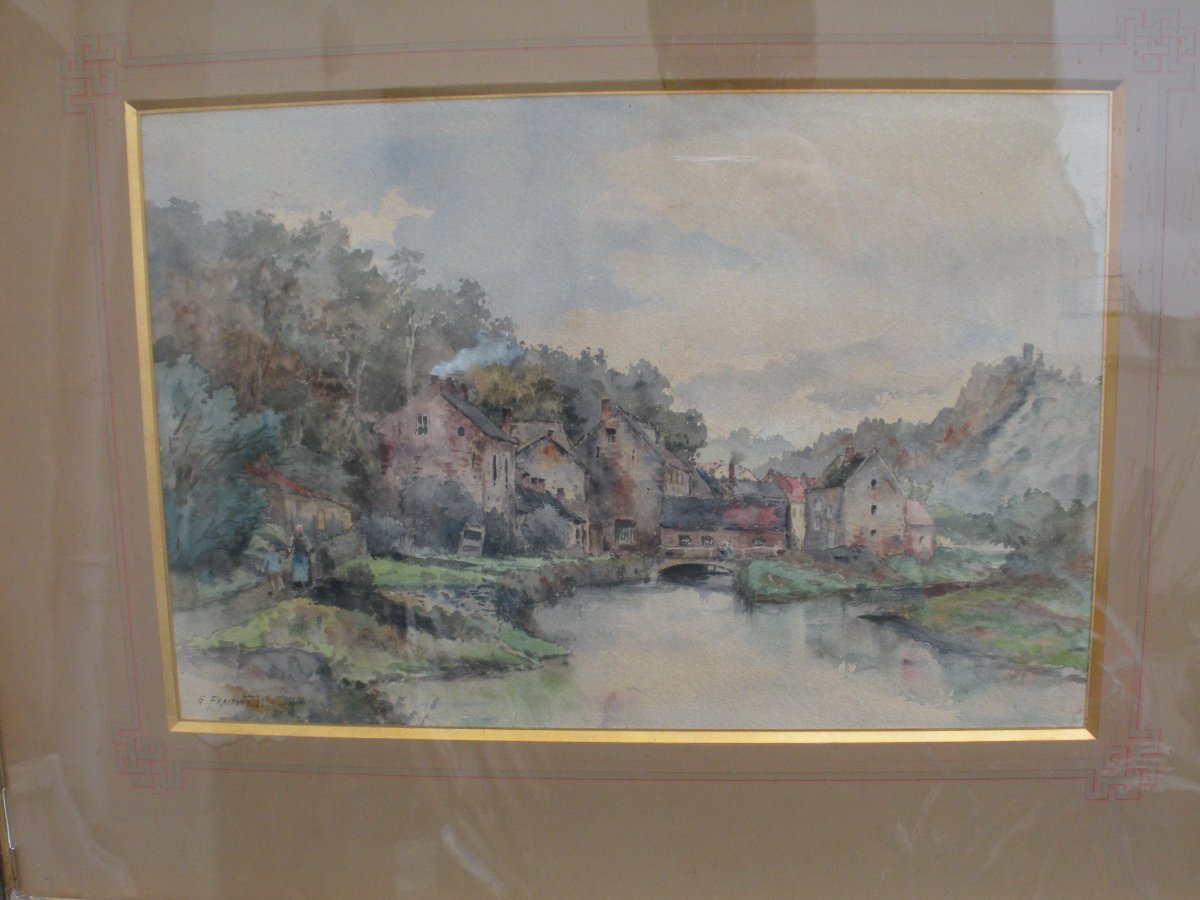 Watercolor Landscape By Gustave Fraipont-photo-2