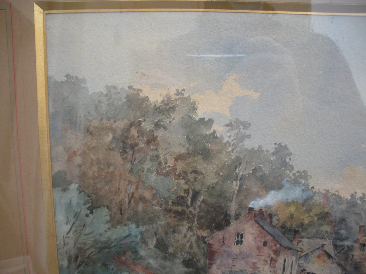 Aquarelle paysage par Gustave FRAIPONT-photo-4