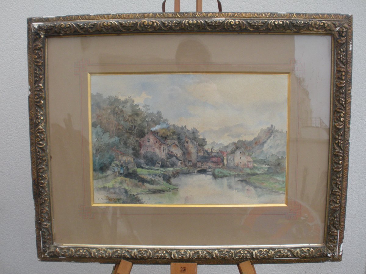 Aquarelle paysage par Gustave FRAIPONT